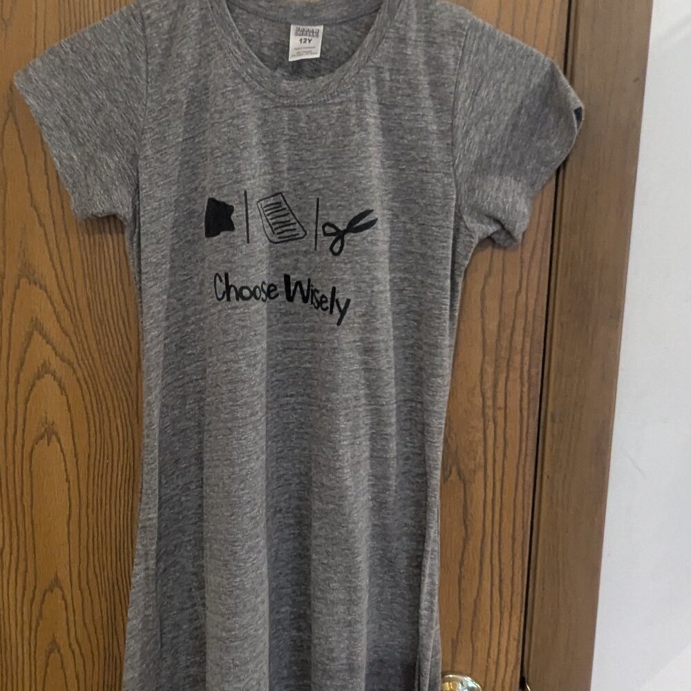Urban Smalls Short Sleeve Gray Dress-Rock/Paper/Scissors-Girls Size 12Y